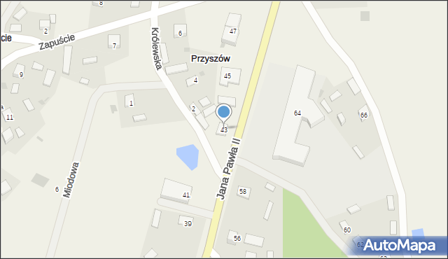Przyszów, Jana Pawła II, 43, mapa Przyszów
