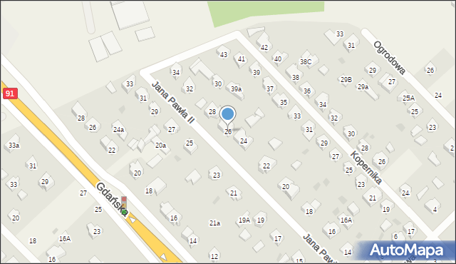 Pszczółki, Jana Pawła II, 26, mapa Pszczółki