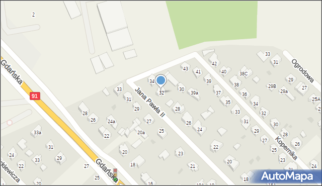 Pszczółki, Jana Pawła II, 32, mapa Pszczółki