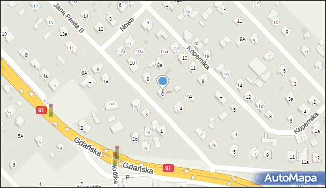 Pszczółki, Jana Pawła II, 6, mapa Pszczółki