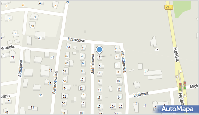 Puck, Jaśminowa, 3, mapa Puck