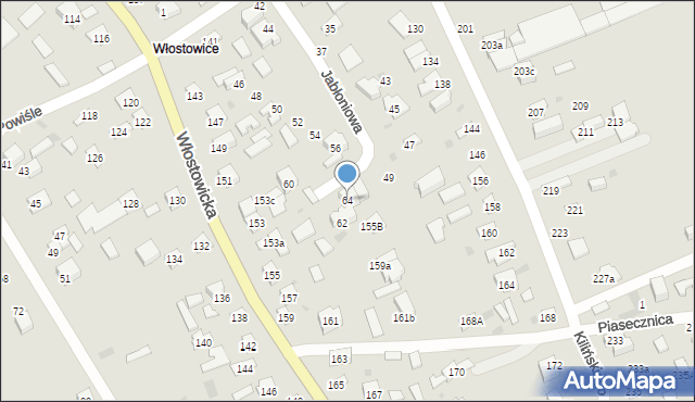 Puławy, Jabłoniowa, 64, mapa Puław