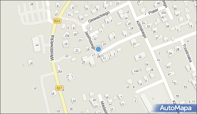 Puławy, Jasińskiego Jakuba, gen., 15, mapa Puław