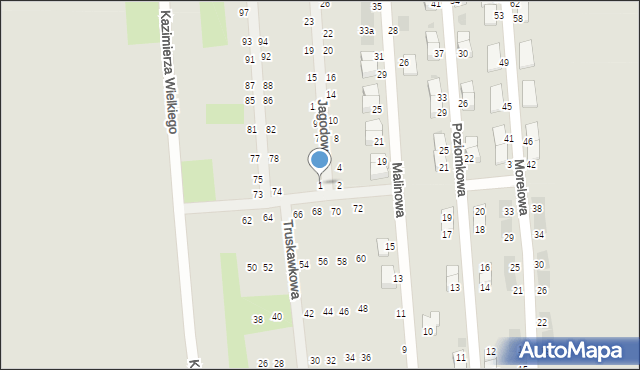 Pyskowice, Jagodowa, 1, mapa Pyskowice