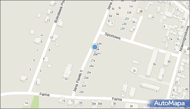 Pyzdry, Jana Pawła II, 16a, mapa Pyzdry