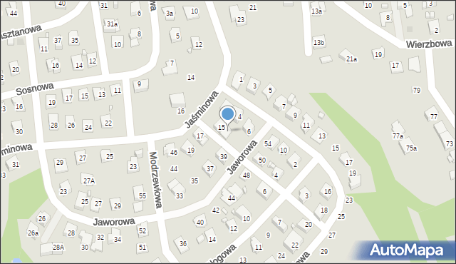 Radlin, Jaśminowa, 15a, mapa Radlin