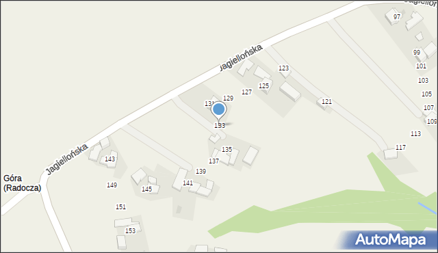 Radocza, Jagiellońska, 133, mapa Radocza