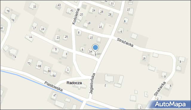 Radocza, Jagiellońska, 3, mapa Radocza