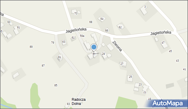 Radocza, Jagiellońska, 57, mapa Radocza