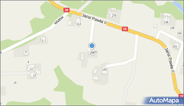 Radocza, Jana Pawła II, 205, mapa Radocza