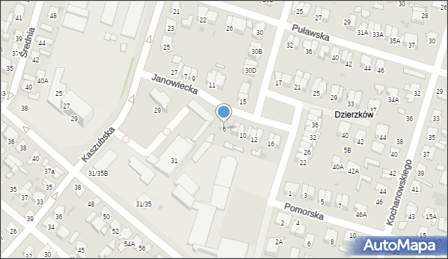 Radom, Janowiecka, 6, mapa Radomia