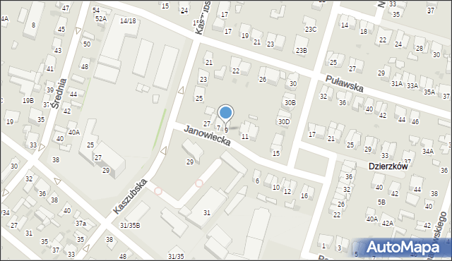 Radom, Janowiecka, 9, mapa Radomia