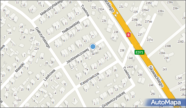 Radom, Jackiewiczowej Elżbiety, 14, mapa Radomia