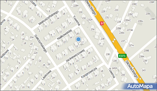 Radom, Jackiewiczowej Elżbiety, 15, mapa Radomia