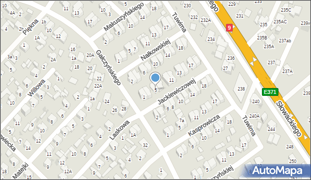 Radom, Jackiewiczowej Elżbiety, 5, mapa Radomia