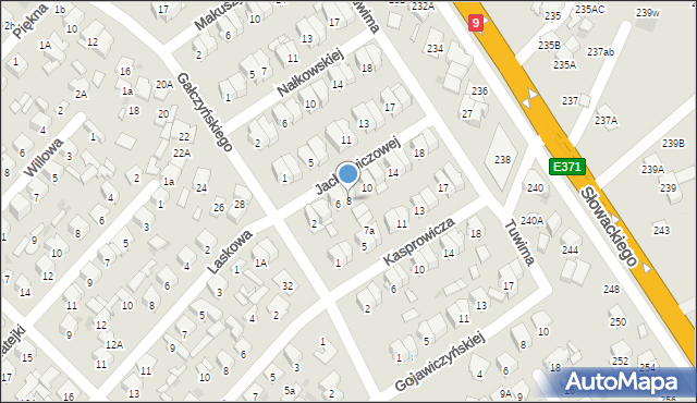 Radom, Jackiewiczowej Elżbiety, 8, mapa Radomia