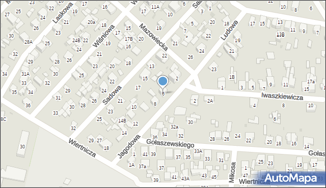 Radom, Jagodowa, 6, mapa Radomia