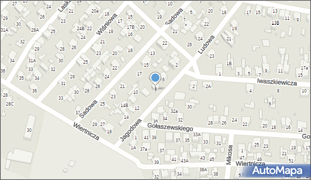 Radom, Jagodowa, 8, mapa Radomia