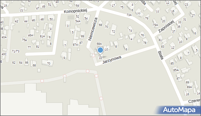 Radom, Jarzynowa, 12, mapa Radomia