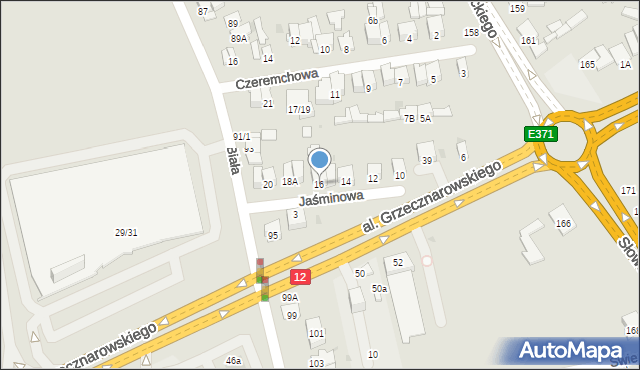 Radom, Jaśminowa, 16, mapa Radomia