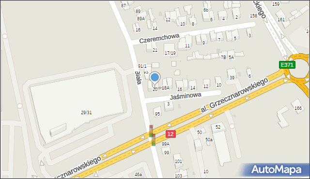 Radom, Jaśminowa, 20, mapa Radomia