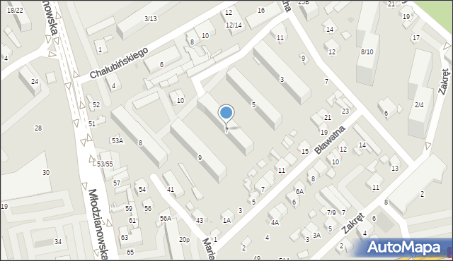 Radom, Jastrzębia, 7, mapa Radomia