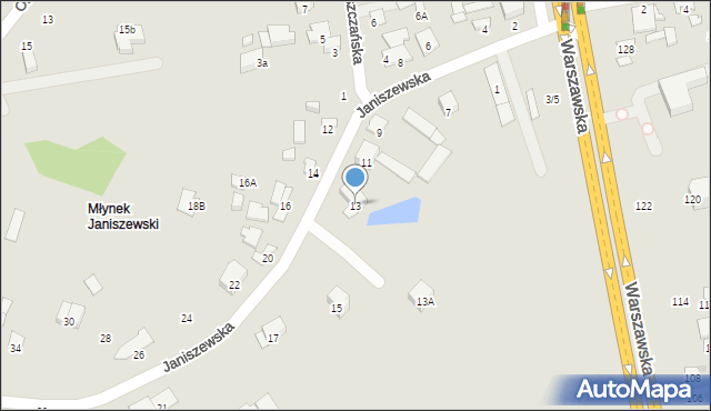 Radom, Janiszewska, 13, mapa Radomia