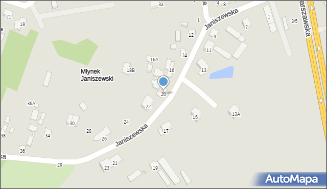 Radom, Janiszewska, 20, mapa Radomia