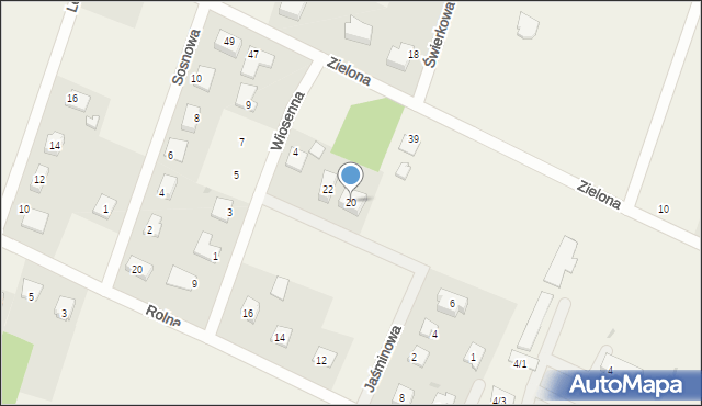 Radzanowo, Jaśminowa, 20, mapa Radzanowo