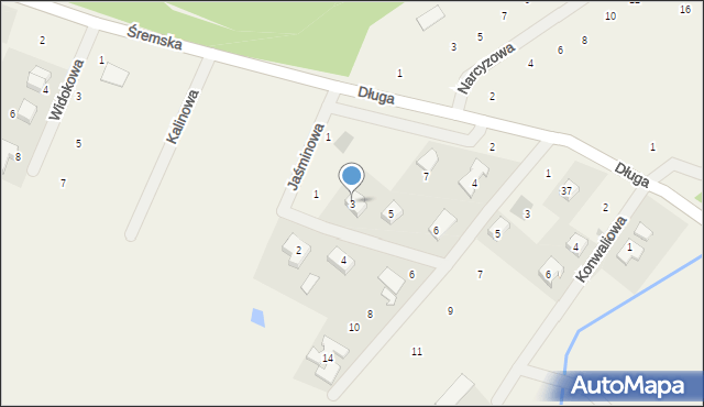 Radzewice, Jaśminowa, 3, mapa Radzewice