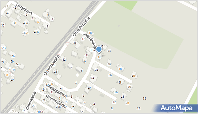 Radzionków, Jaśminowa, 34, mapa Radzionków