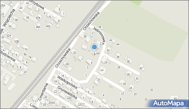 Radzionków, Jaśminowa, 9, mapa Radzionków