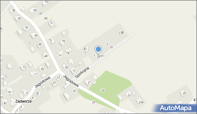 Radziszów, Jagodowa, 13, mapa Radziszów