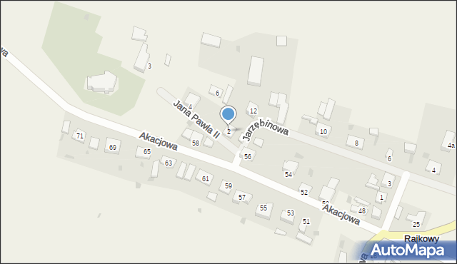 Rajkowy, Jana Pawła II, 2, mapa Rajkowy