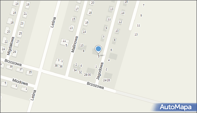 Raków Duży, Jagodowa, 3, mapa Raków Duży