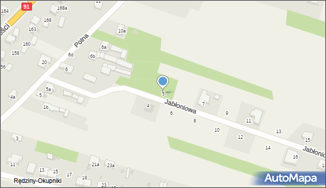 Rędziny, Jabłoniowa, 3, mapa Rędziny
