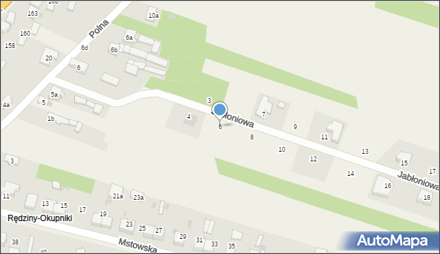 Rędziny, Jabłoniowa, 6, mapa Rędziny
