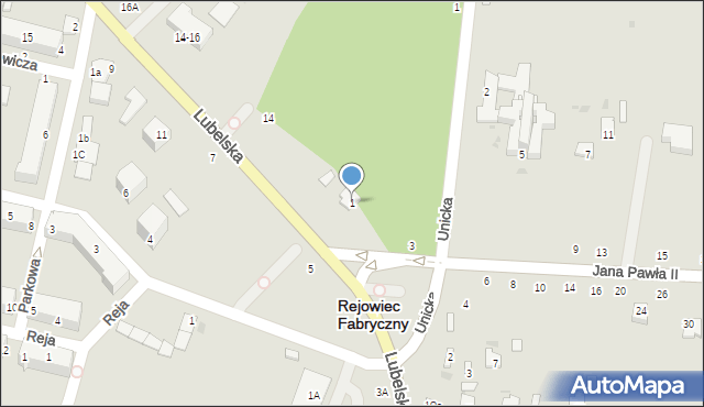 Rejowiec Fabryczny, Jana Pawła II, 1, mapa Rejowiec Fabryczny