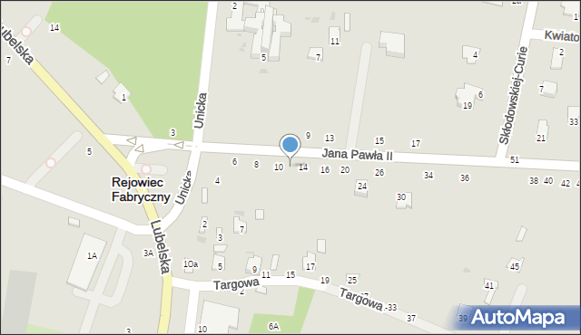 Rejowiec Fabryczny, Jana Pawła II, 12, mapa Rejowiec Fabryczny