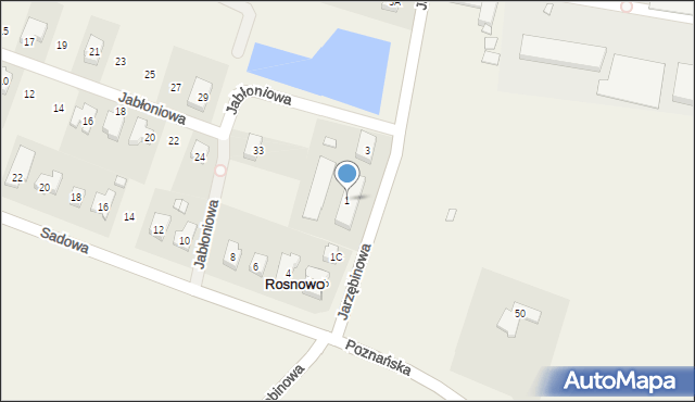 Rosnowo, Jarzębinowa, 1, mapa Rosnowo