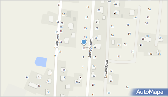 Rożno-Parcele, Jarzębinowa, 11, mapa Rożno-Parcele