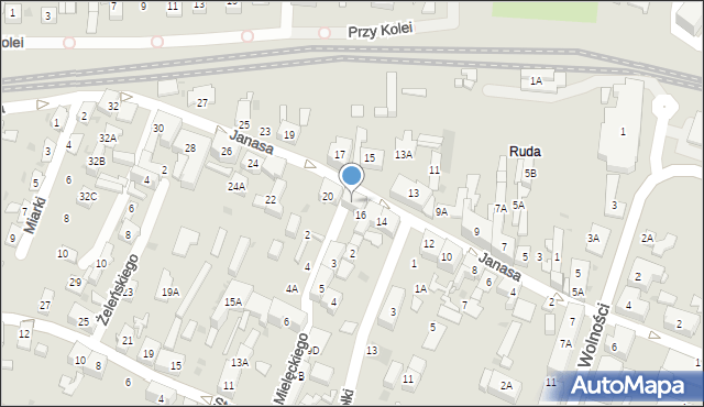 Ruda Śląska, Janasa Wincentego, 18, mapa Rudy Śląskiej