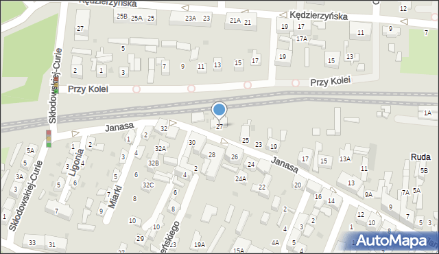 Ruda Śląska, Janasa Wincentego, 27, mapa Rudy Śląskiej