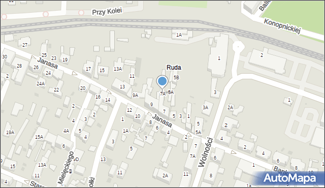 Ruda Śląska, Janasa Wincentego, 7A, mapa Rudy Śląskiej