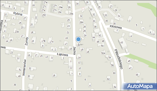 Ruda Śląska, Jacka, 20, mapa Rudy Śląskiej