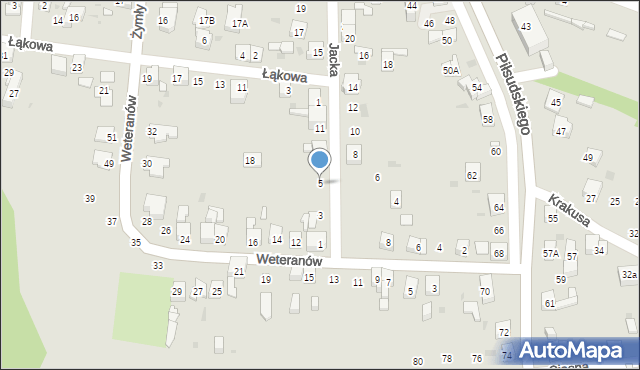 Ruda Śląska, Jacka, 5, mapa Rudy Śląskiej