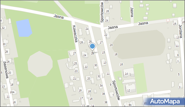 Ruda Śląska, Jasna, 28, mapa Rudy Śląskiej