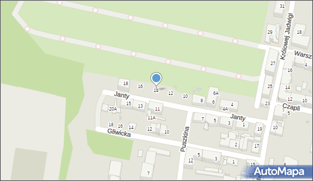 Ruda Śląska, Janty Józefa, 14, mapa Rudy Śląskiej