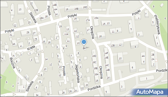 Ruda Śląska, Jagiellońska, 8A, mapa Rudy Śląskiej