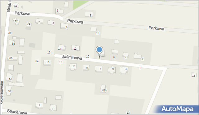 Rurzyca, Jaśminowa, 8, mapa Rurzyca